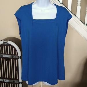 COLDWATER CREEK Sleeveless Tank Top, Medium Blue, Square Neck, NWOT, Sz XL 16